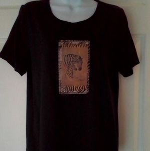 p.g.b  Black Safari Print Tee Size Small
